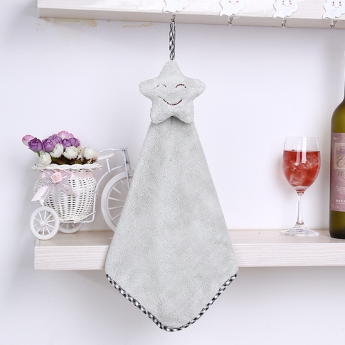 

Hanging Bath Towel Quick-drying Smiling Star Kitchen Hand Towel(Green)