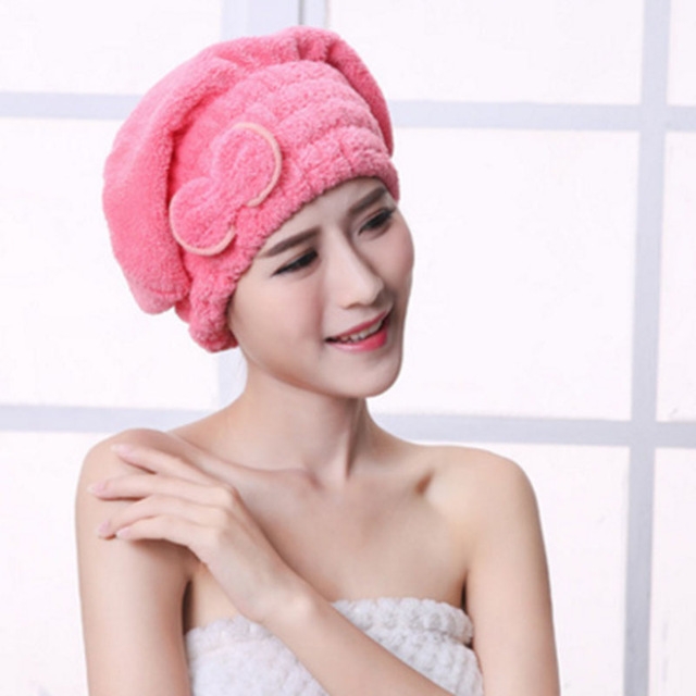 

Microfiber Quickly Dry Hair Hat Hair Turban Women Cap Bathing Drying Towel, Size:21x25cm(Rose red)