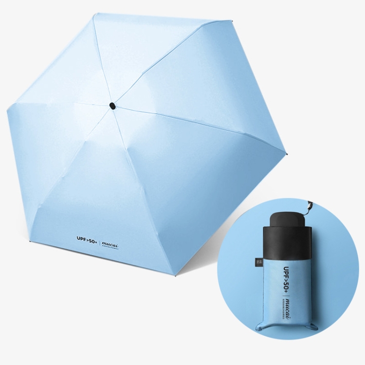 

Mini Portable Umbrella Rain Women Windproof Durable 5 Folding Sun Umbrellas(Blue)