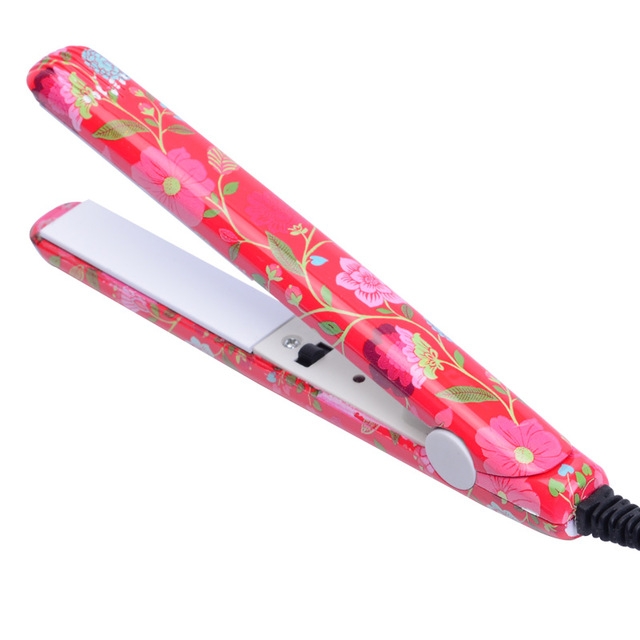 

Professional Hairstyling Mini Portable Ceramic Flat Iron Hair Straightener Irons(Cherry red straight)