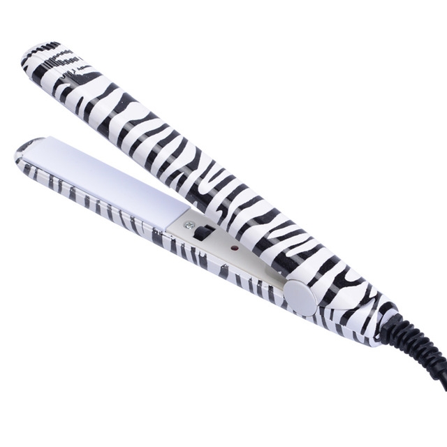 

Professional Hairstyling Mini Portable Ceramic Flat Iron Hair Straightener Irons(White zebra straight)