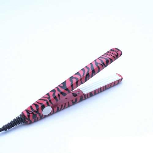 

Professional Hairstyling Mini Portable Ceramic Flat Iron Hair Straightener Irons(Red zebra wave)