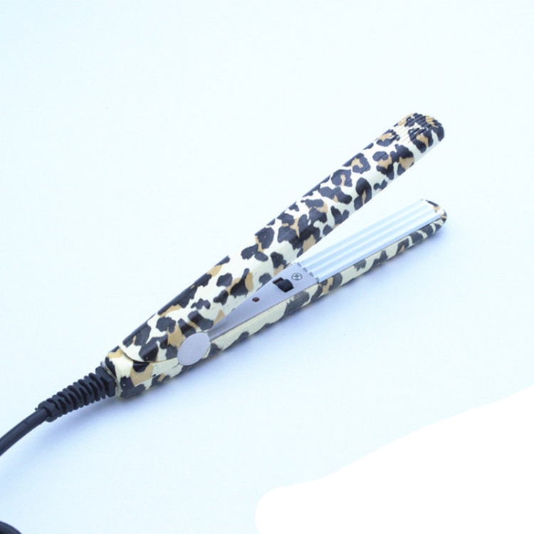 

Professional Hairstyling Mini Portable Ceramic Flat Iron Hair Straightener Irons(Yellow leopard wave)