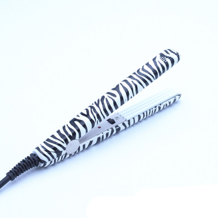 

Professional Hairstyling Mini Portable Ceramic Flat Iron Hair Straightener Irons(White zebra wave)