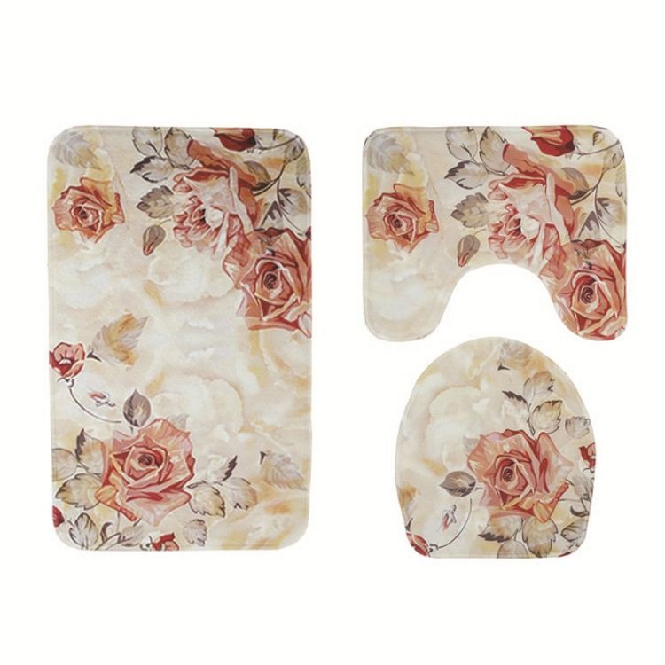 

3 In 1 Anti-slip Toilet Seat Cover Toilet Mat Bathroom Bath Mat Carpet Set(SY36)
