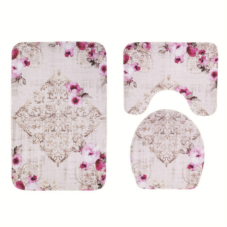 3 PCS Bathroom Mats Bath Toilet Set Floor Rug Non-Slip Pedestal 7 Colour #48