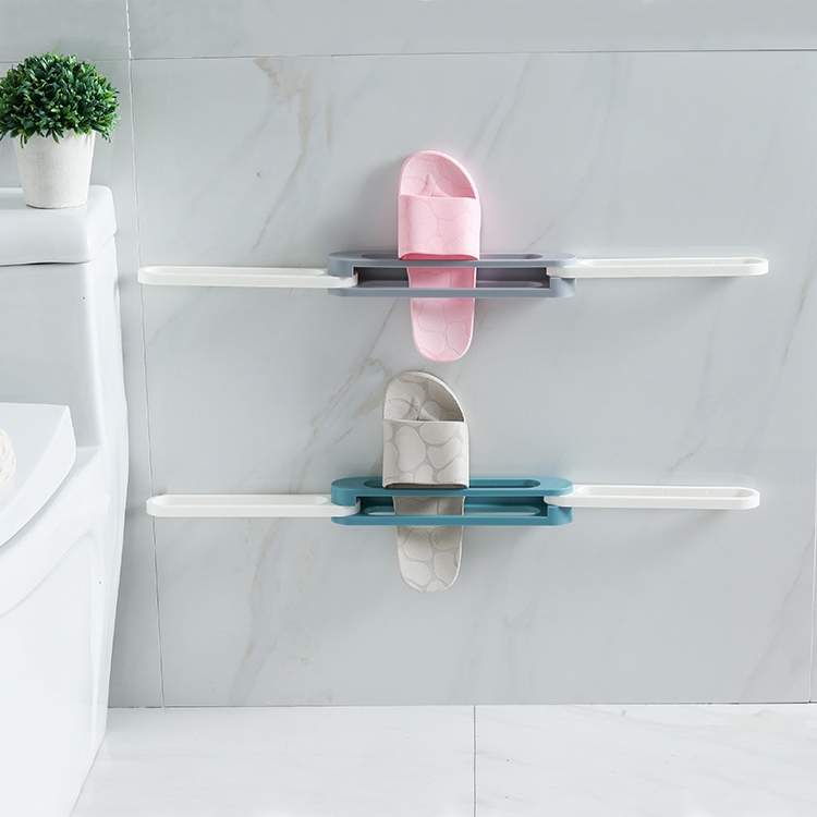 

2 PCS Bathroom Slippers Shelf Rack Foldable Telescopic Three in One Shoe Rack(Green White)