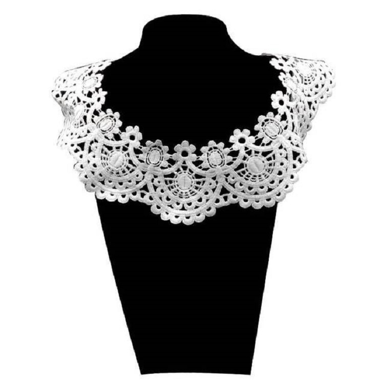

White Milk Silk Lace Embroidered Collar Hollow Fake Collar DIY Clothing Accessories, Size: about 32 x 26cm
