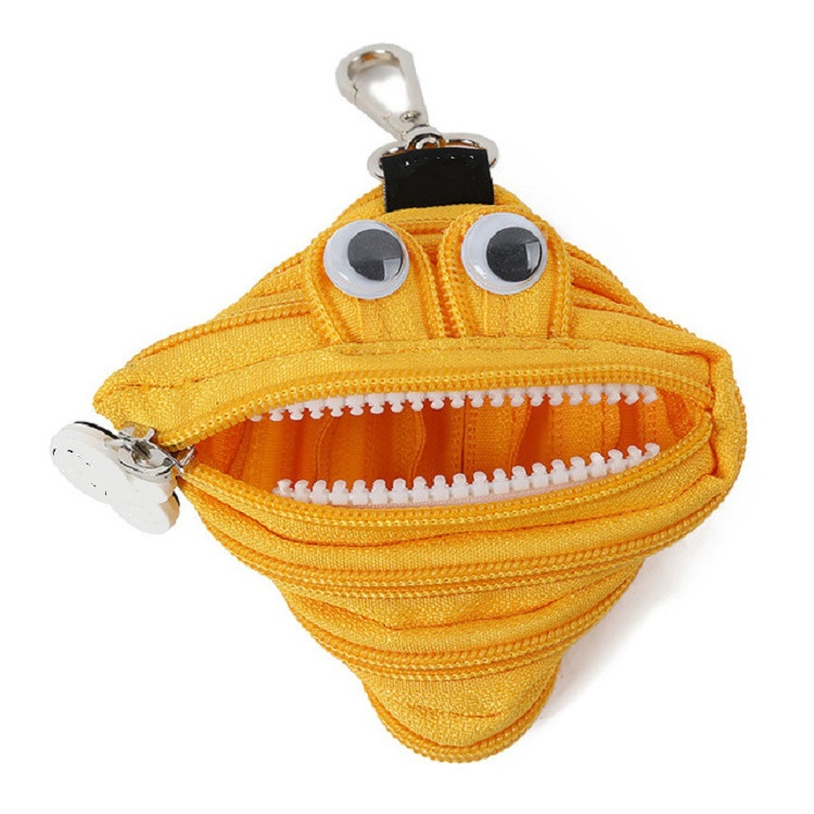 

Creative Cartoon Canvas Zipper Coin Purse Small Object Storage Bag, Size:7x7cm(Yellow)