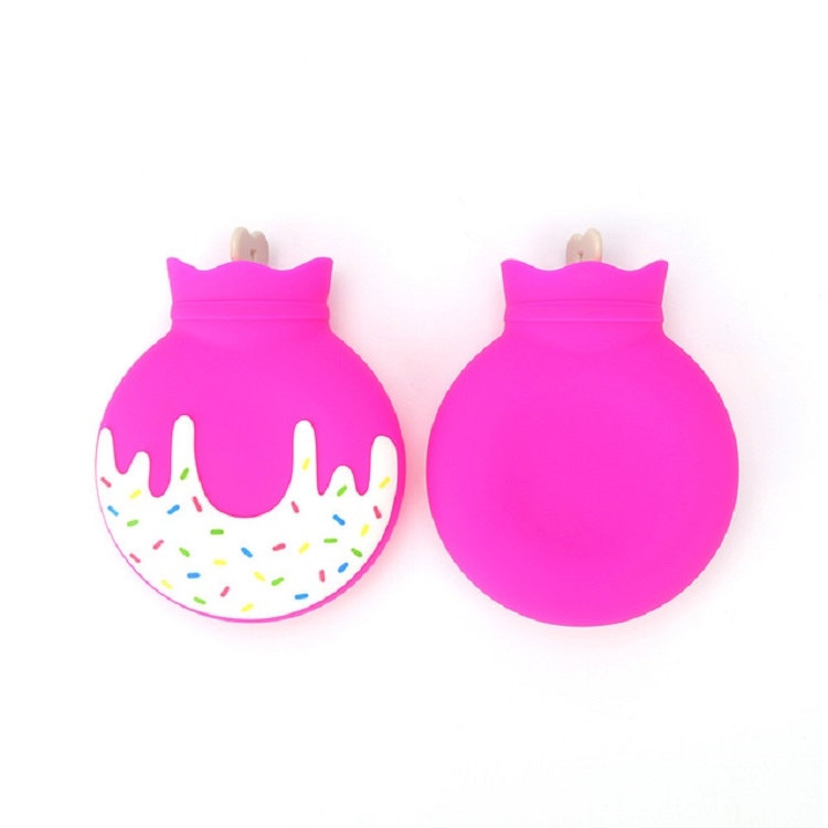 

Silicone Hot Water Bottle Plush Warm Handbag Mini Water Injection Hot Water Bottle(Rose Red)
