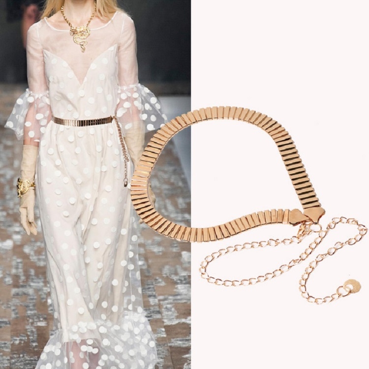 

Metal Square Long Decorative Waist Chain Women Dress Waist Belt, Length:110cm(Gold)