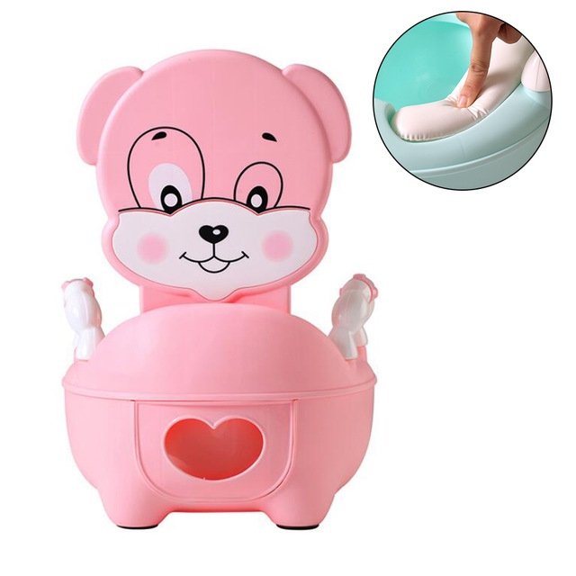 

Baby Potty Toilet Bowl Training Seat Portable Urinal Comfortable Backrest Cartoon Cute Toilet(Padded pink cute dog)