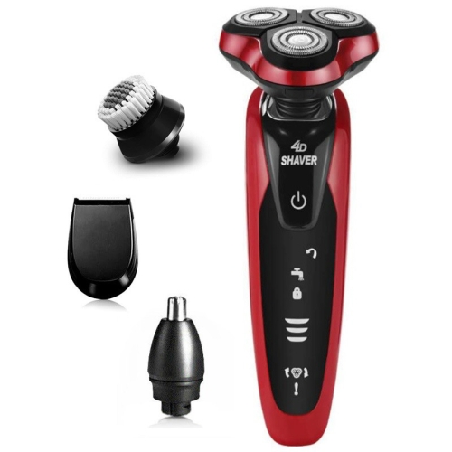 

4D Botary Male Electric Shaver Wet Dry Rechargeable Beard Shaving Machine(Red)