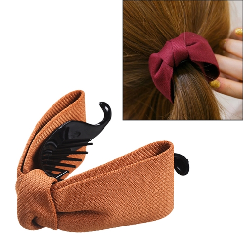 

Sweet Fabric Bow Hair Claw Elegant Women Solid Cloth Ties Banana Hair Crab Clips Ponytail Hold Girl Hair Accessories(Coffee)