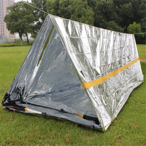 

Emergency Simple Tent Outdoor Rescue Blanket First Aid Sunscreen Insulation Blanket, Color:Silver