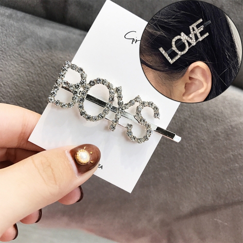 

Fashion Luxury Crystal Rhinestones Hair Clips Women Letters Hairgrip Headwear(BOYS)