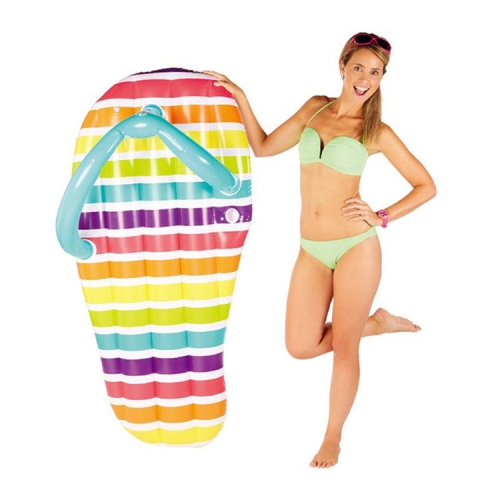 

Water Creative Slippers Shape Floating Row Swimming Ring Air Cushion, Size:158 x 70cm(Stripe)