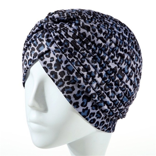 

6 PCS Leopard Earmuffs Turban Hat Hedging Cap(Light Gray)