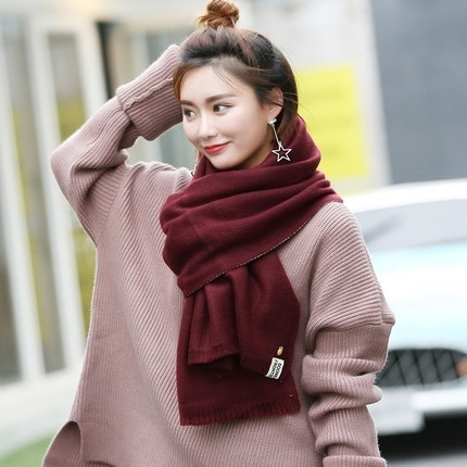 

Pineapple Pattern Thick Knit Double-sided Scarf, Length: 200cm(Wine red)