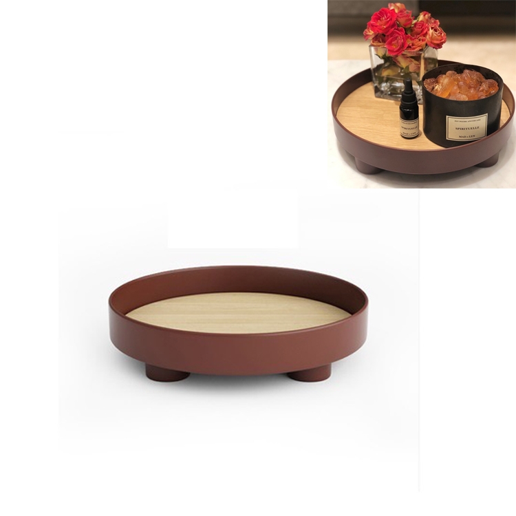 

Multifunctional Storage Fruit Tay Cup Perfume Debris Desktop Decoration Plate Tray(Dark Red)