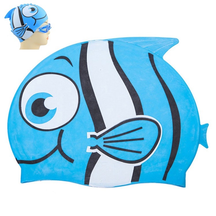 

Ear Protection Small Fish Pattern Diving Cap Children Silicone Swimming Cap(J)