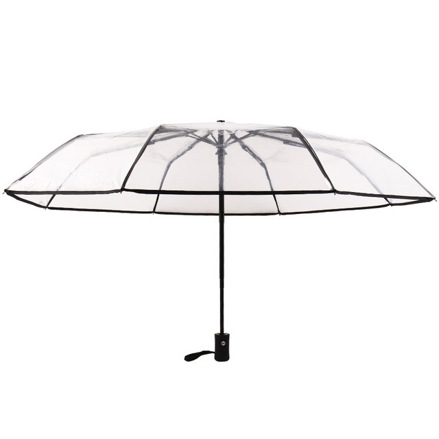 

Creative Transparent Folding Umbrella 8 Bones Automatic Umbrella(Black)