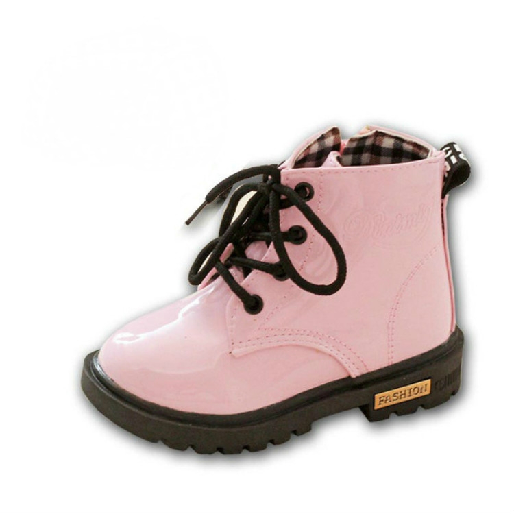 

Kids Shoes PU Leather Lace Up High Children Sneakers Autumn Winter Children Shoes Cloth Shoes, Shoe Size:30(Pink)