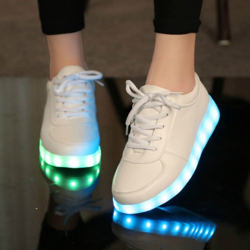 

USB Charger Glowing Luminous Sneakers, Size:46(White)