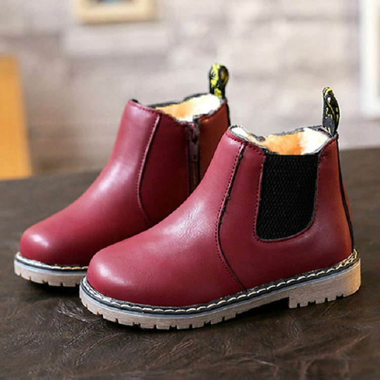 

Winter Warm Snow Boots Children Martin Boots Handmade Boots, Size:31(Wine Red )