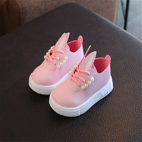

Children Pearl Rabbit Ear Casual Shoes Sports Shoes, Size:22(Pink)