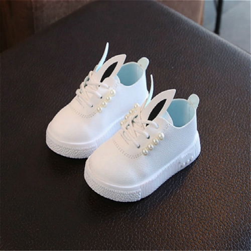 

Children Pearl Rabbit Ear Casual Shoes Sports Shoes, Size:24(White)