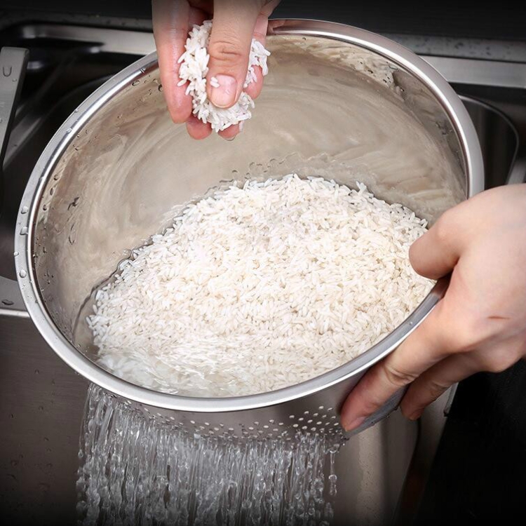 

SSGP Stainless Steel Washing Rice Sieve Household Round Drain Basket, Size:Small