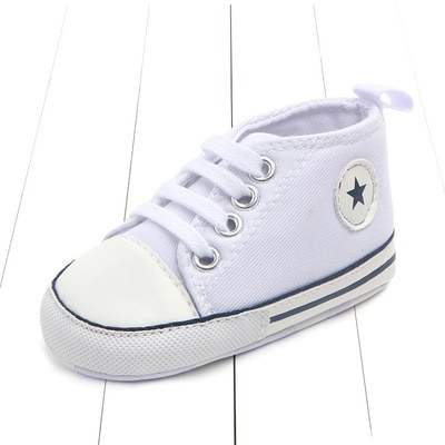 Polwer Baby Crib Shoes Toddler Boys Girls Soft Sole Canvas Anti-Slip Sneakers