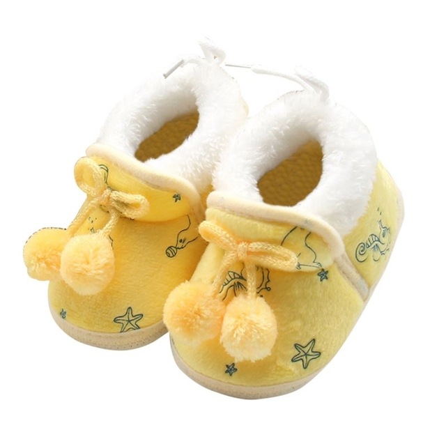 

Winter Sweet Newborn Baby Girls Princess Winter Boots First Walkers Soft Soled Infant Toddler Girl Footwear, Baby Age:7-12 Months(Yellow )