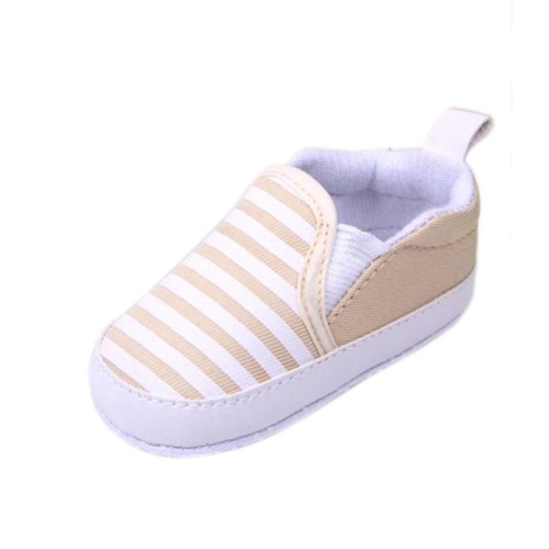 

Slip-On First Walkers Toddler Striped Canvas Sneaker Baby Boys Shoes Infant, Shoe Size:10.5cm(Beige)