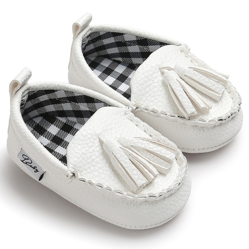 

First Walkers Newborn Baby Toddler Pre-walker Boy Girl Pu Tassel Pendant Leather Shoes, Baby Age:7-12 Months(White)
