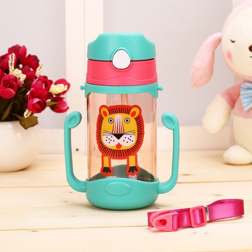 

400 ml Baby Bottle Silicone Children's Drink Cup Bouncing Opening with Handle with Cartoon Pattern Baby Drinking Cup(Green )