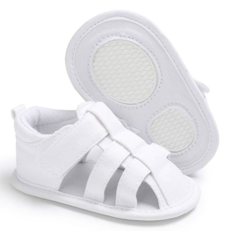 

Baby Soft Bottom Canvas Toddler Shoes Breathable Sandals, Size:11cm(White)