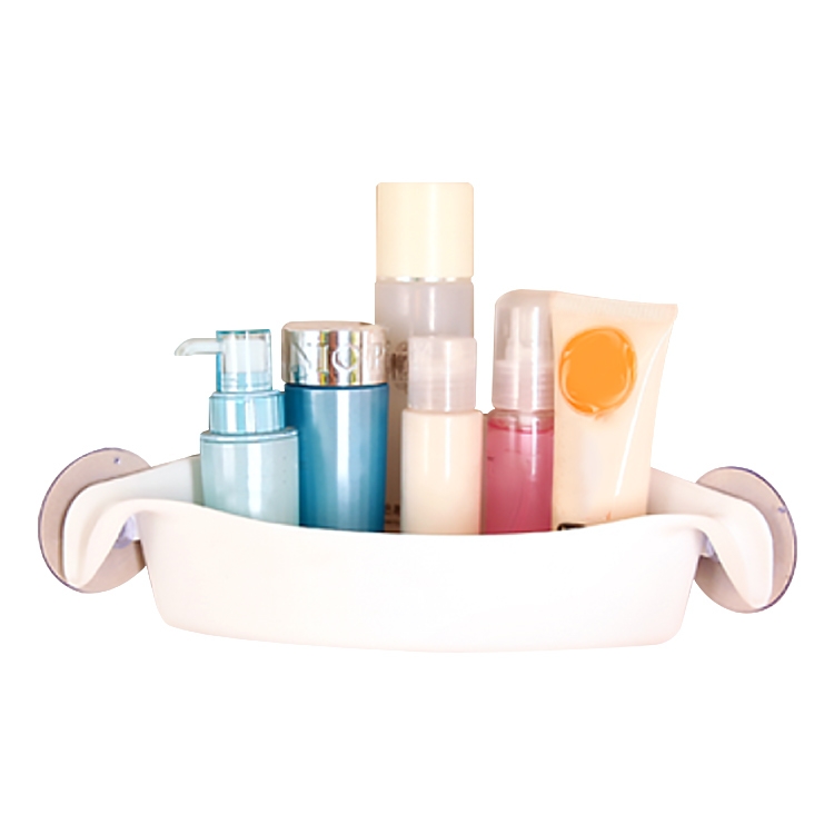 

Corner Storage Rack Organizer Shower Wall Shelf With Suction Cup Home Bathroom Shelves(White)