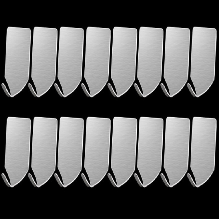 

16 PCS Fine Hook Wall Free Punch Hook Stainless Steel Kitchen Bathroom Glue Hook Coat Hook
