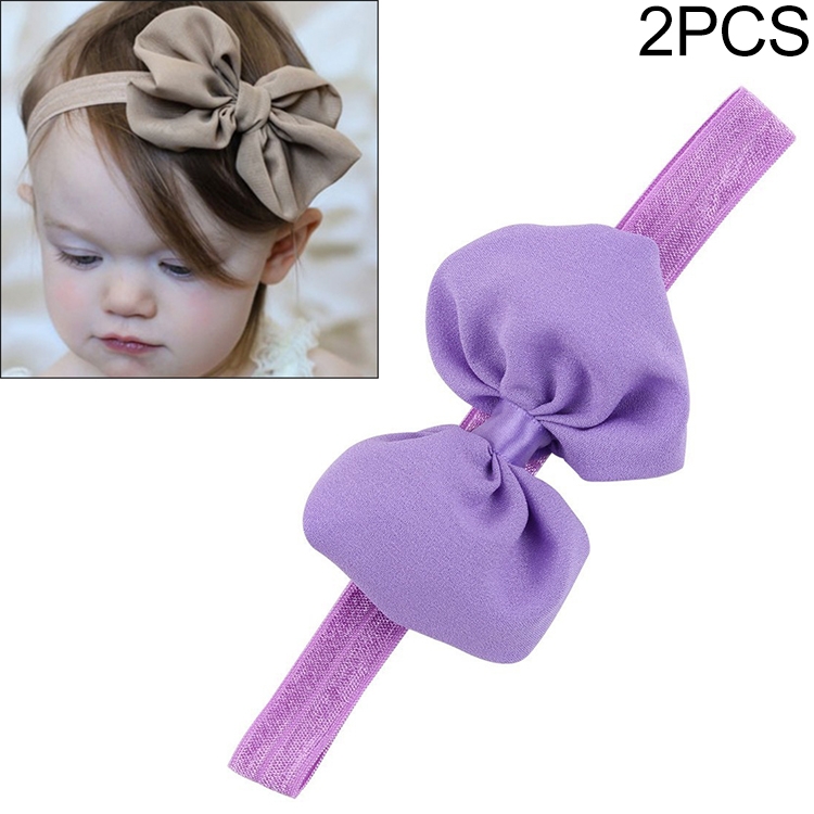 

2 PCS Baby Headband Ribbon Chiffon Bow Children Hair Band Headwear(Purple)