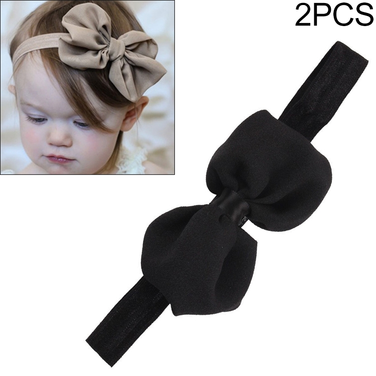 

2 PCS Baby Headband Ribbon Chiffon Bow Children Hair Band Headwear(Black)