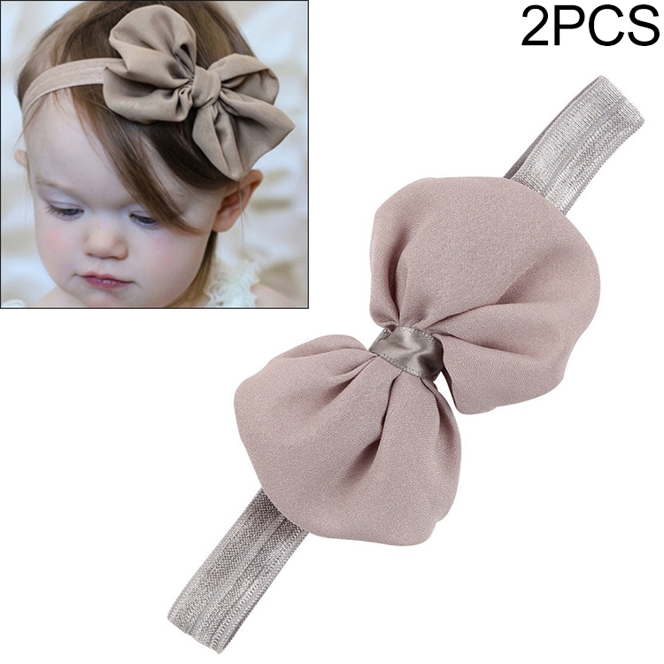 

2 PCS Baby Headband Ribbon Chiffon Bow Children Hair Band Headwear(Gray)