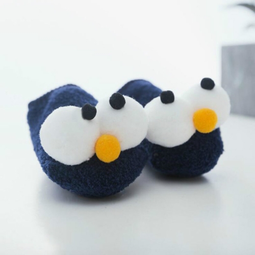 

Baby Indoor Floor Socks Non-slip Baby Shoes Socks Big Eyes Cute Boat Toddler Socks, Size:M(Navy Blue)