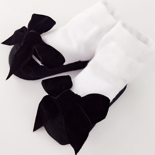 

Suede Bow Baby Socks Autumn And Winter Cute Princess Cotton Socks, Kid Size:12-24 Months(Black)