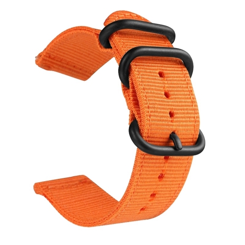 

Washable Nylon Canvas Watchband, Band Width:18mm(Orange with Black Ring Buckle)