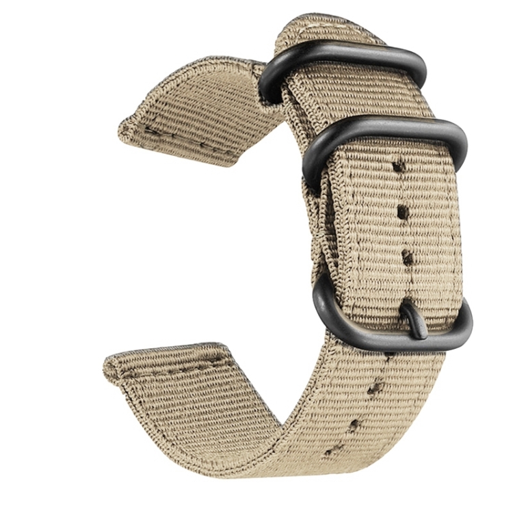 

Washable Nylon Canvas Watchband, Band Width:24mm(Khaki with Black Ring Buckle)