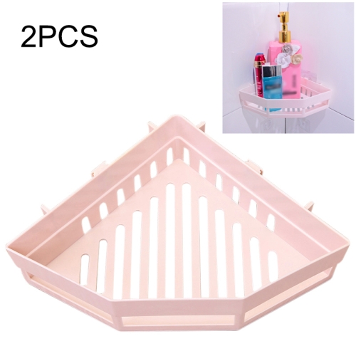 

2 PCS Traceless Plastic Bathroom Kitchen Corner Storage Rack(Khaki)