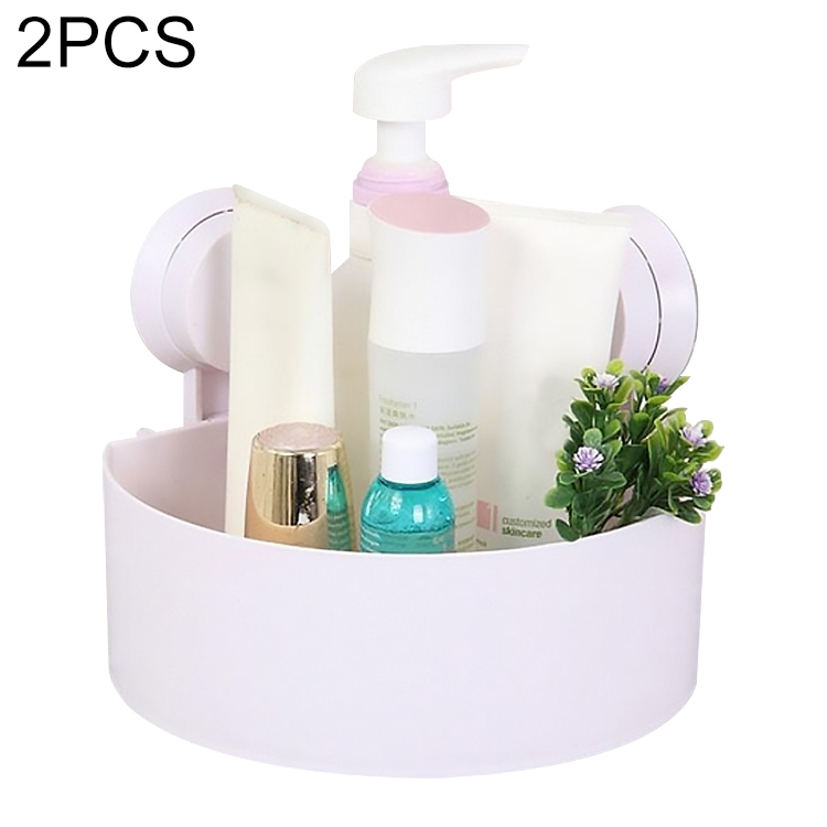

2 PCS Drainable Triangle Traceless Suction Cup Bathroom Shelf(White)