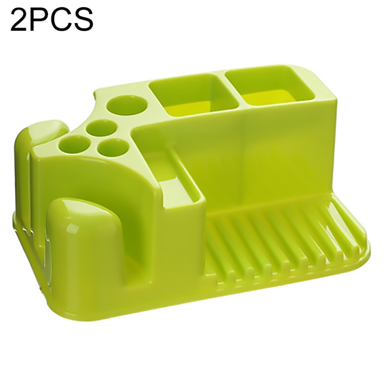 

2 PCS Rectangular Bathroom Cosmetics Washstand Plastic Shelf(Green)